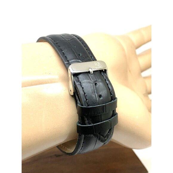 Roberto Bianci Men's Watch RB0741 Benzo Quartz Dual Time Leather Rectangle 43mm - Picture 9 of 13